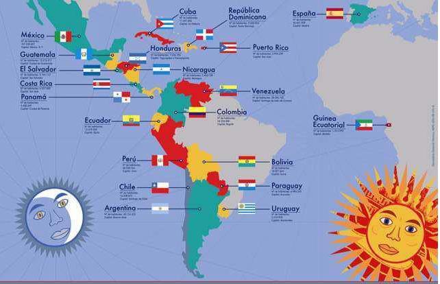 Persona señalando en un mapa de habla hispana